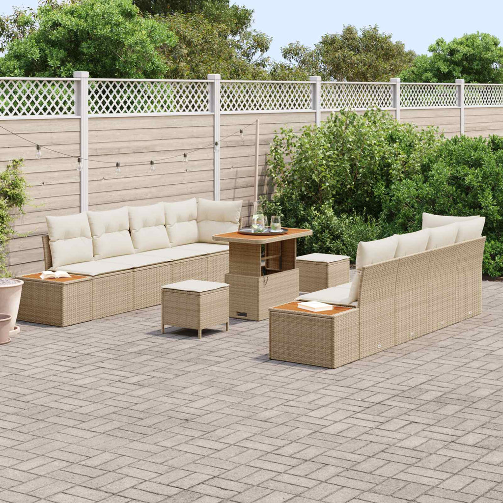 Gartensofa-set mit Kissen 11 pcs Beige und Creme