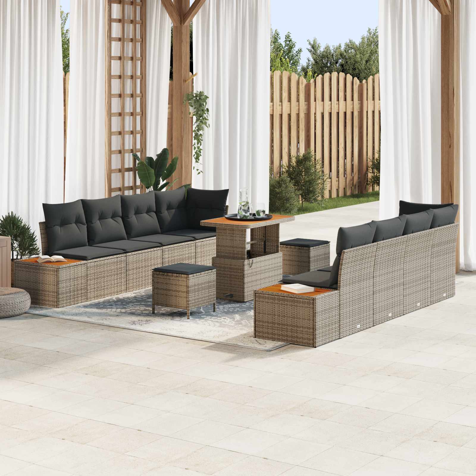 Gartensofa-set mit Kissen 11 pcs Grau
