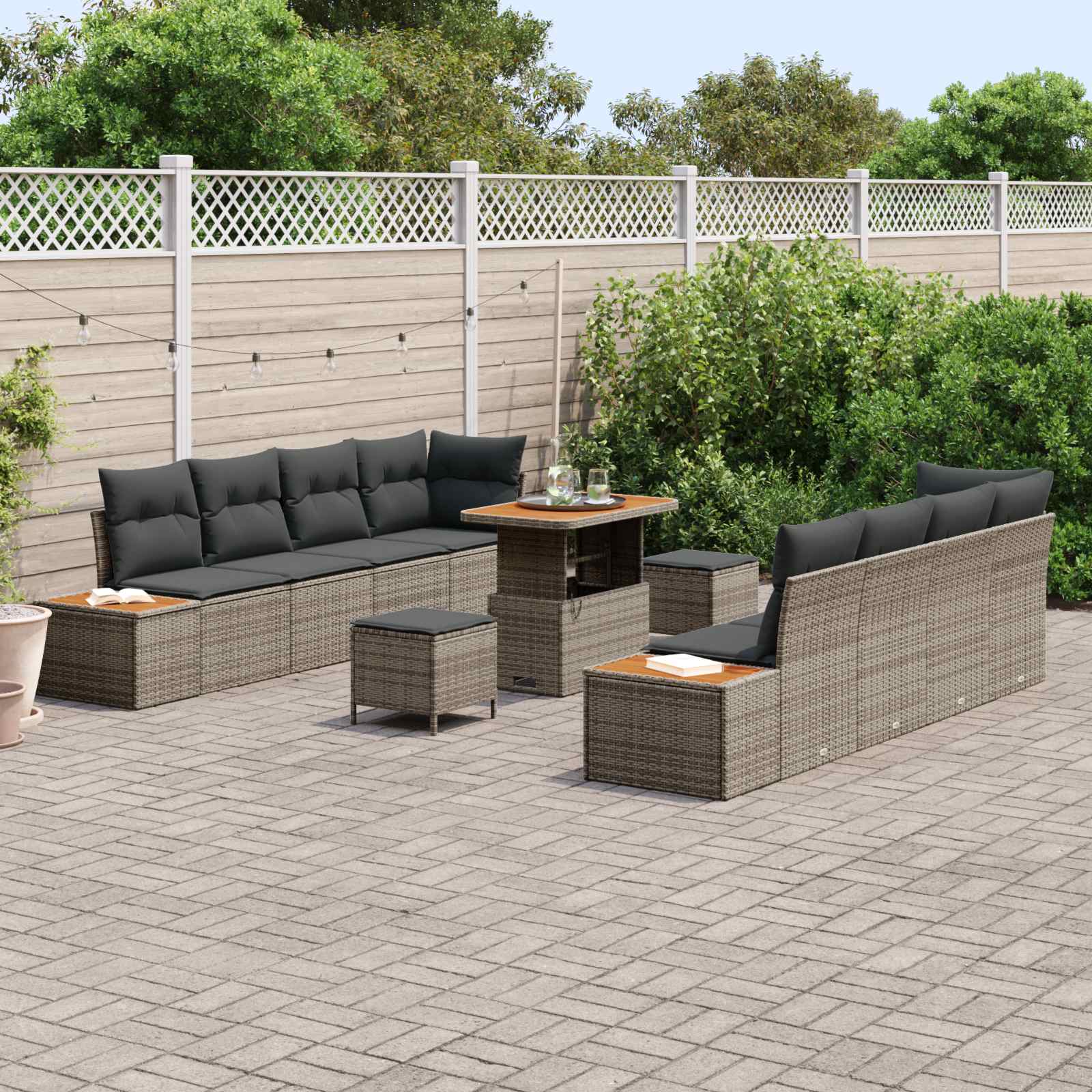 Gartensofa-set mit Kissen 11 pcs Grau