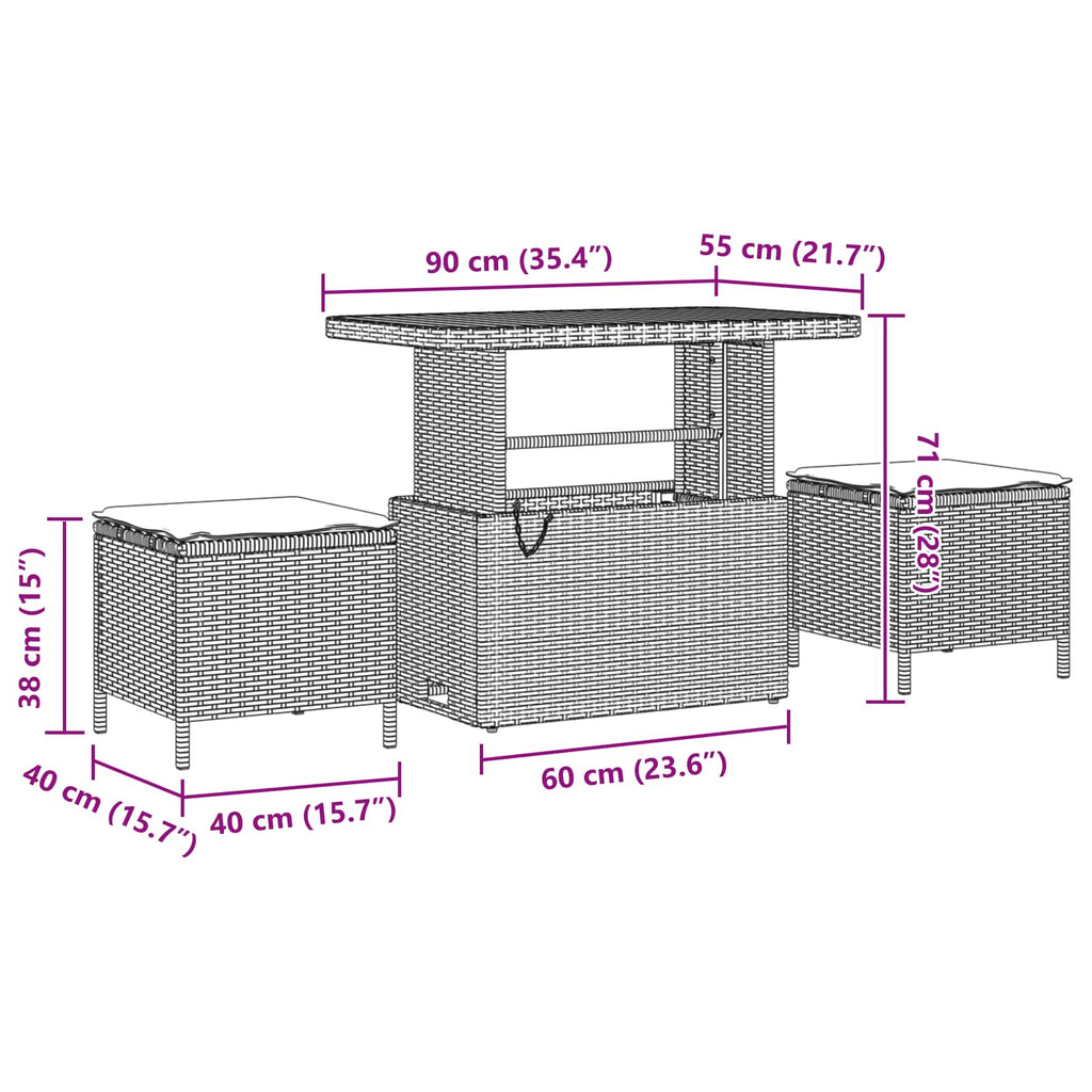 Gartensofa-set mit Kissen 11 pcs Grau