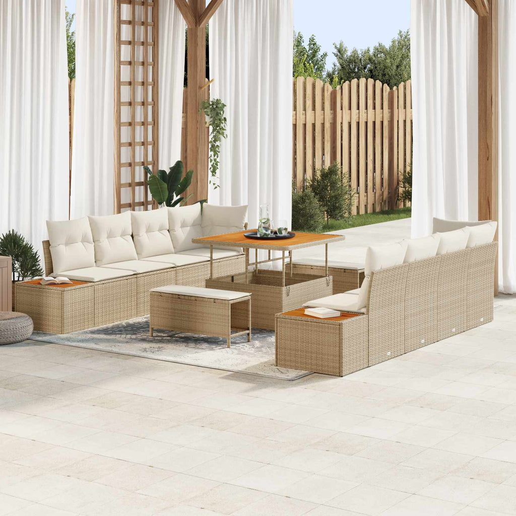 Gartensofa-set mit Kissen 11 pcs Beige und Creme