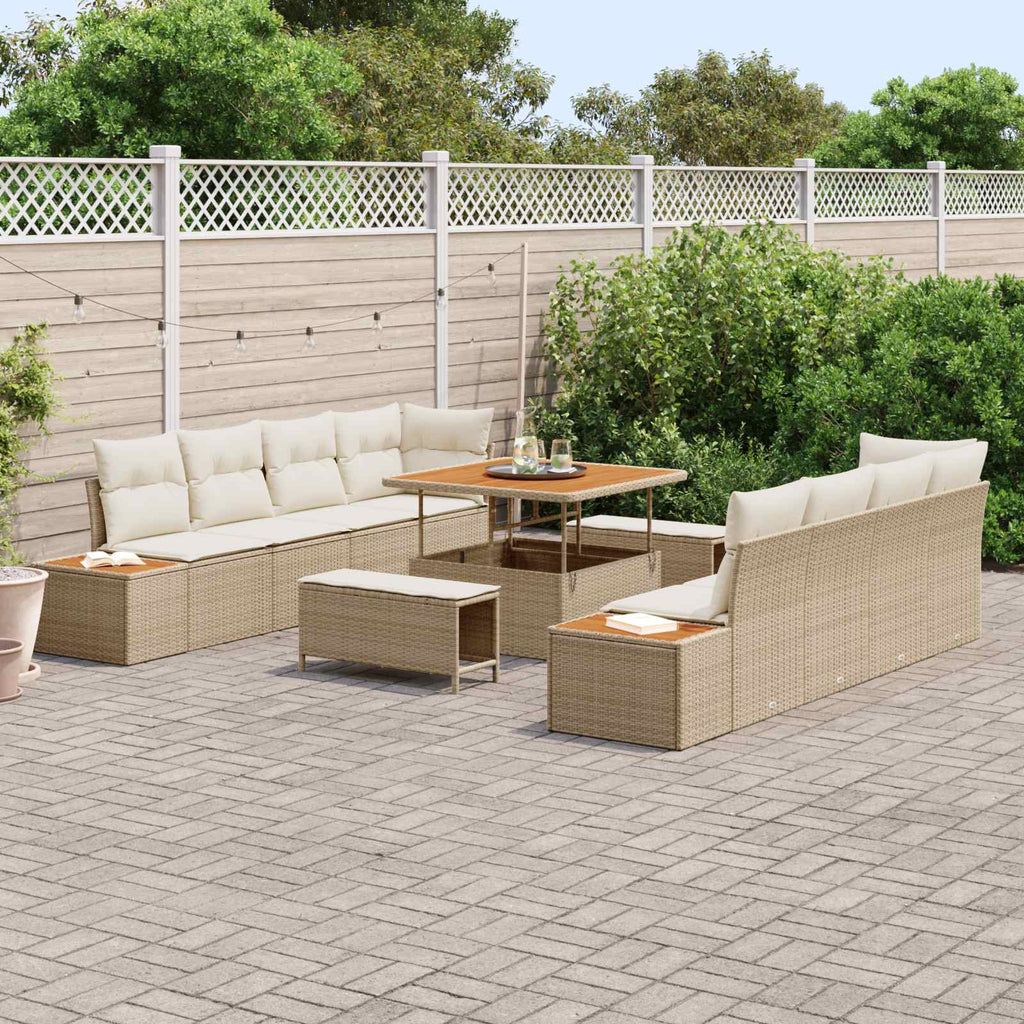 Gartensofa-set mit Kissen 11 pcs Beige und Creme