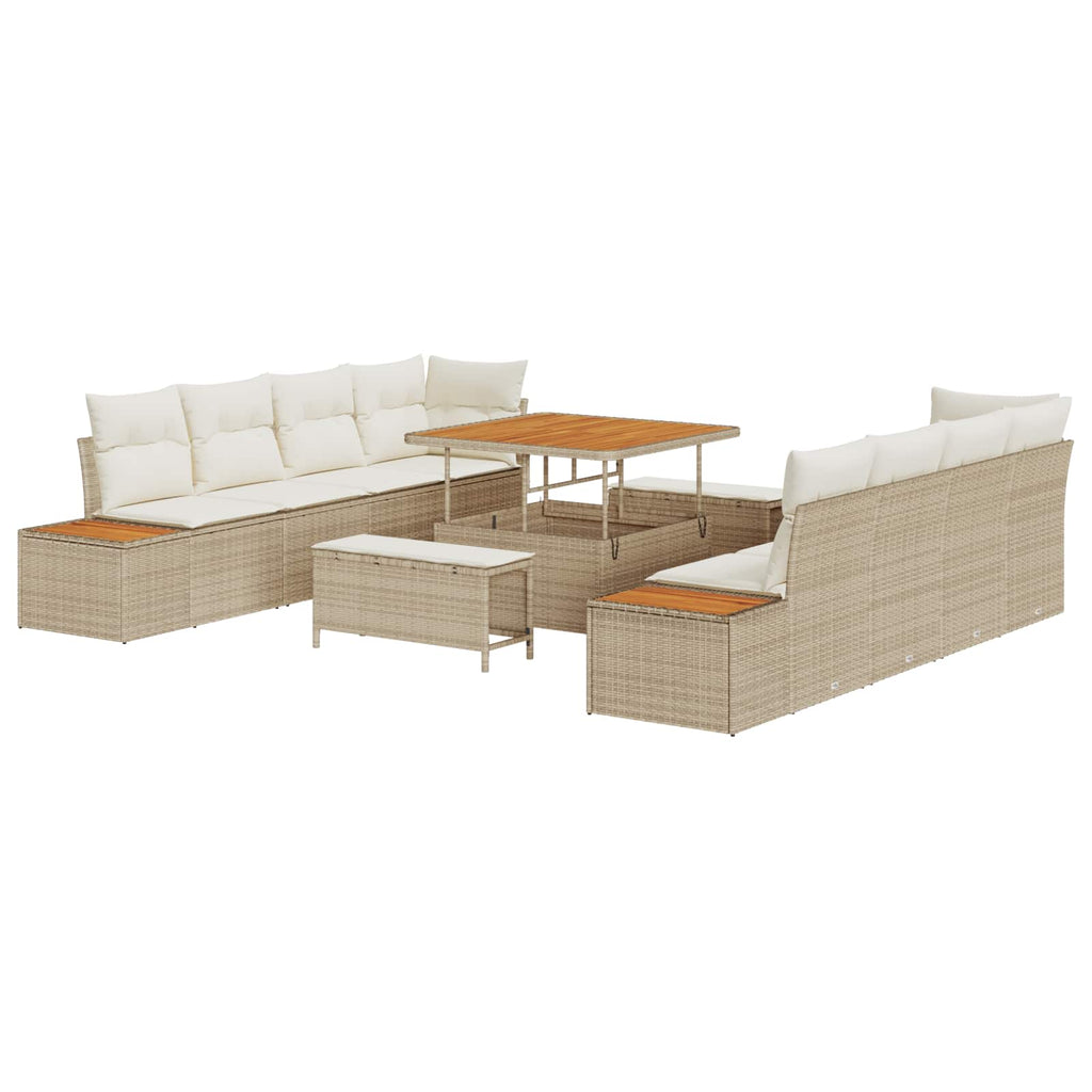 Gartensofa-set mit Kissen 11 pcs Beige und Creme