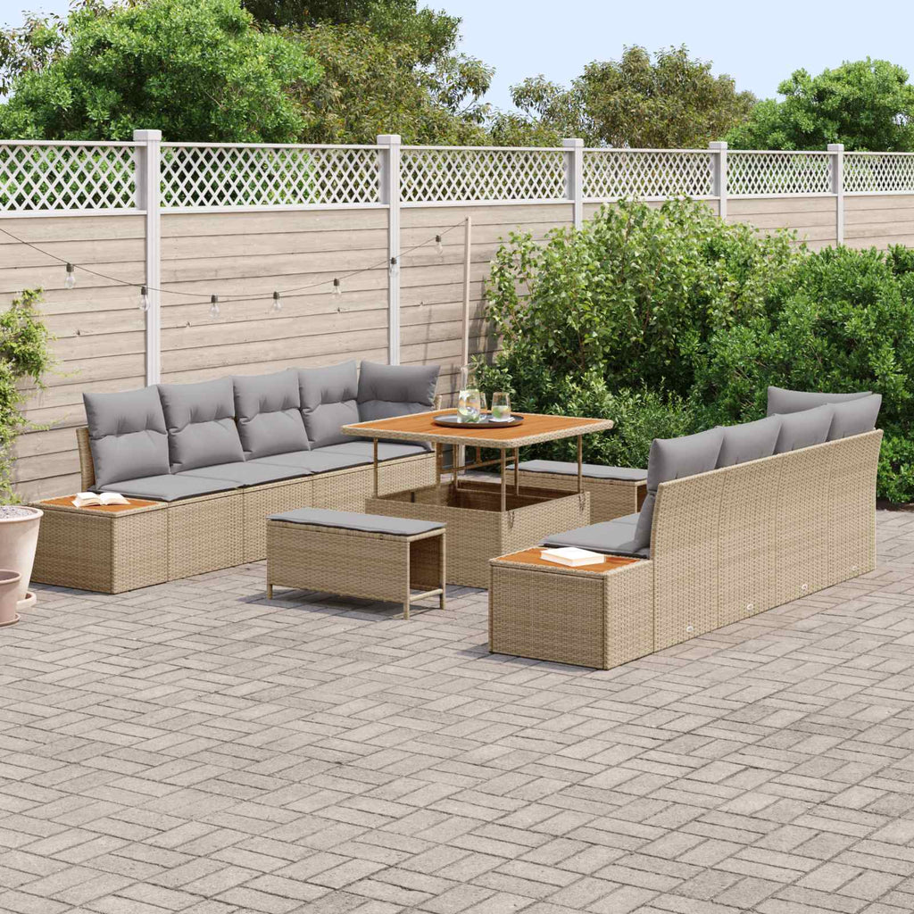 Gartensofa-set mit Kissen 11 pcs Beige und Hellgrau