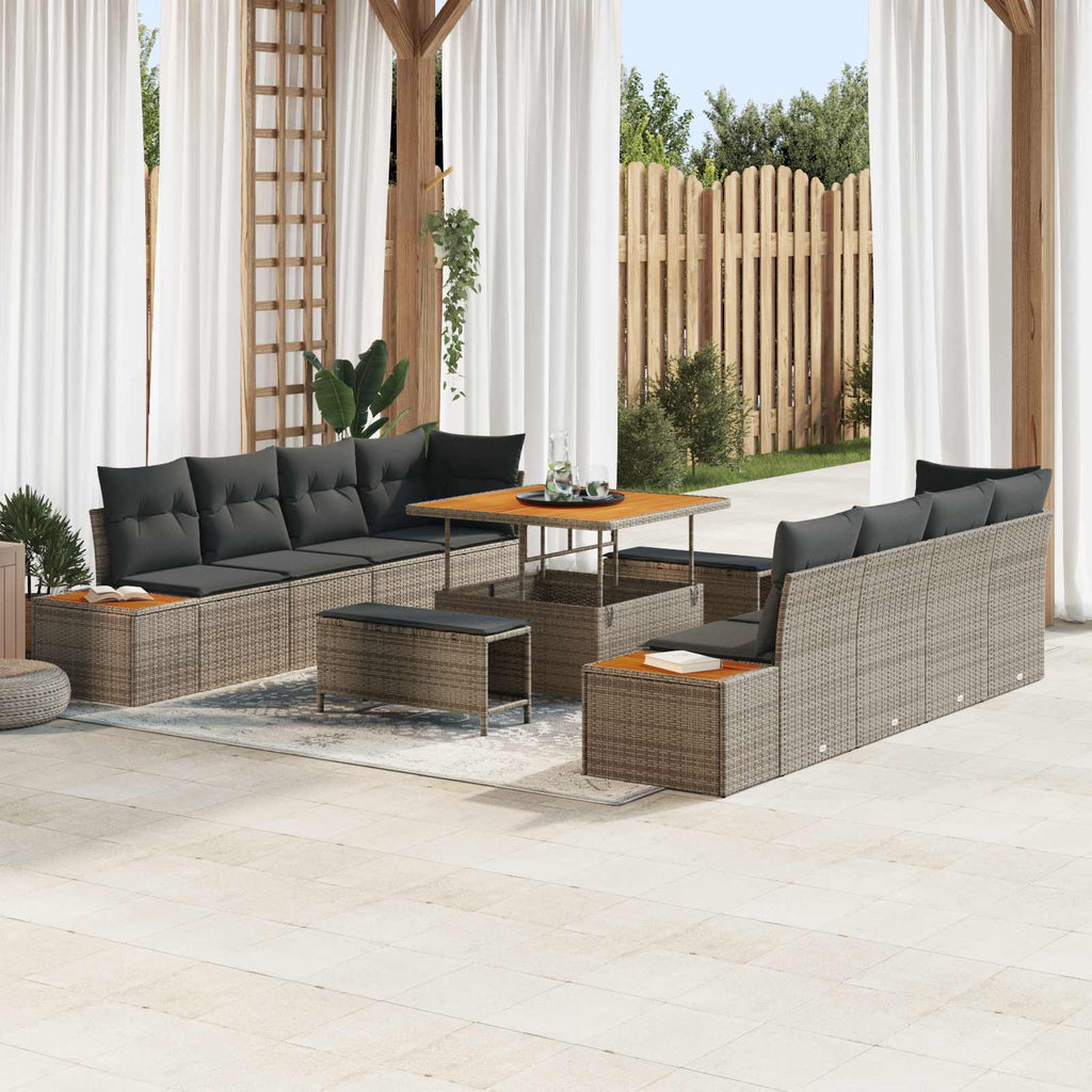 Gartensofa-set mit Kissen 11 pcs Grau
