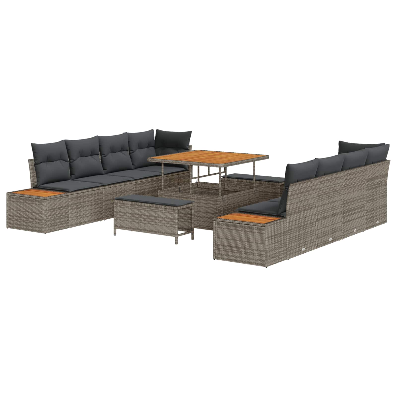 Gartensofa-set mit Kissen 11 pcs Grau