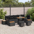 Gartensofa-set mit Kissen 10 pcs Schwarz