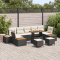 Gartensofa-set mit Kissen 10 pcs Schwarz und Creme