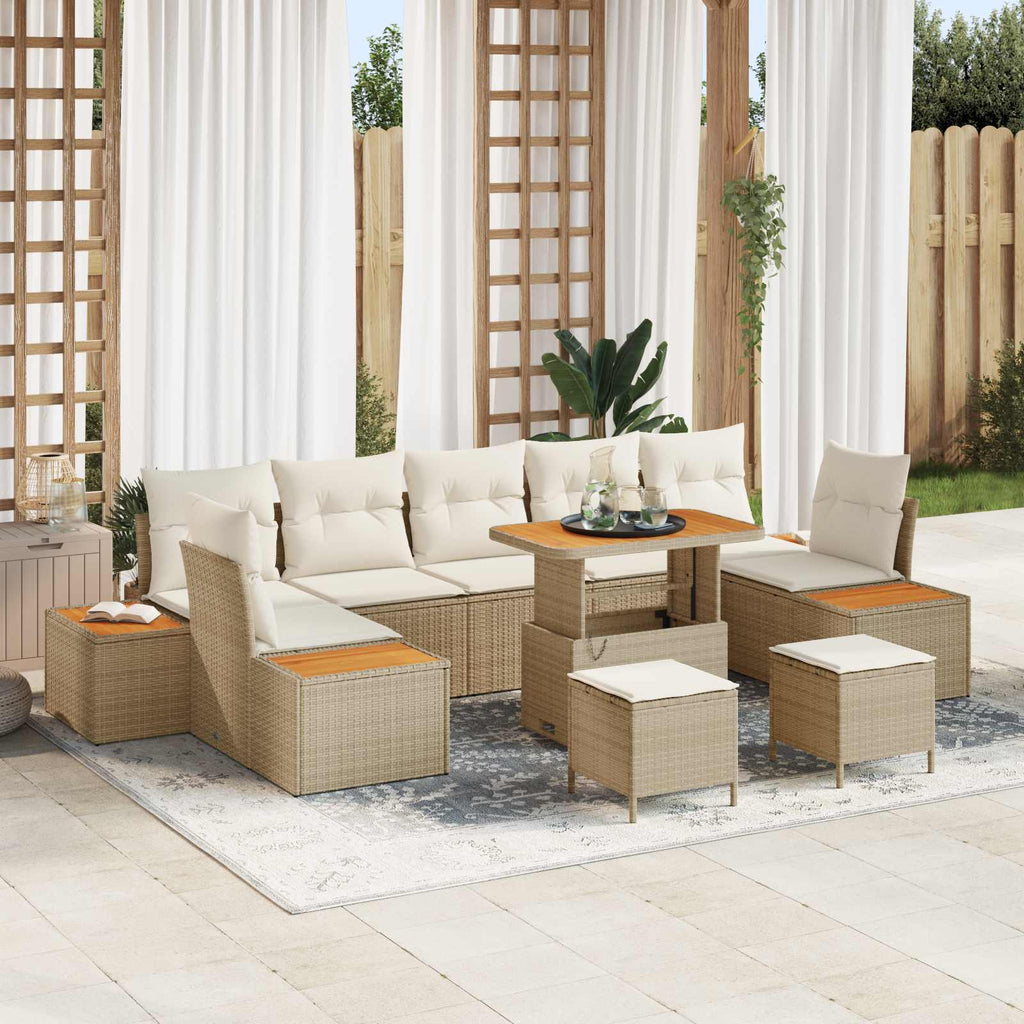 Gartensofa-set mit Kissen 10 pcs Beige und Creme