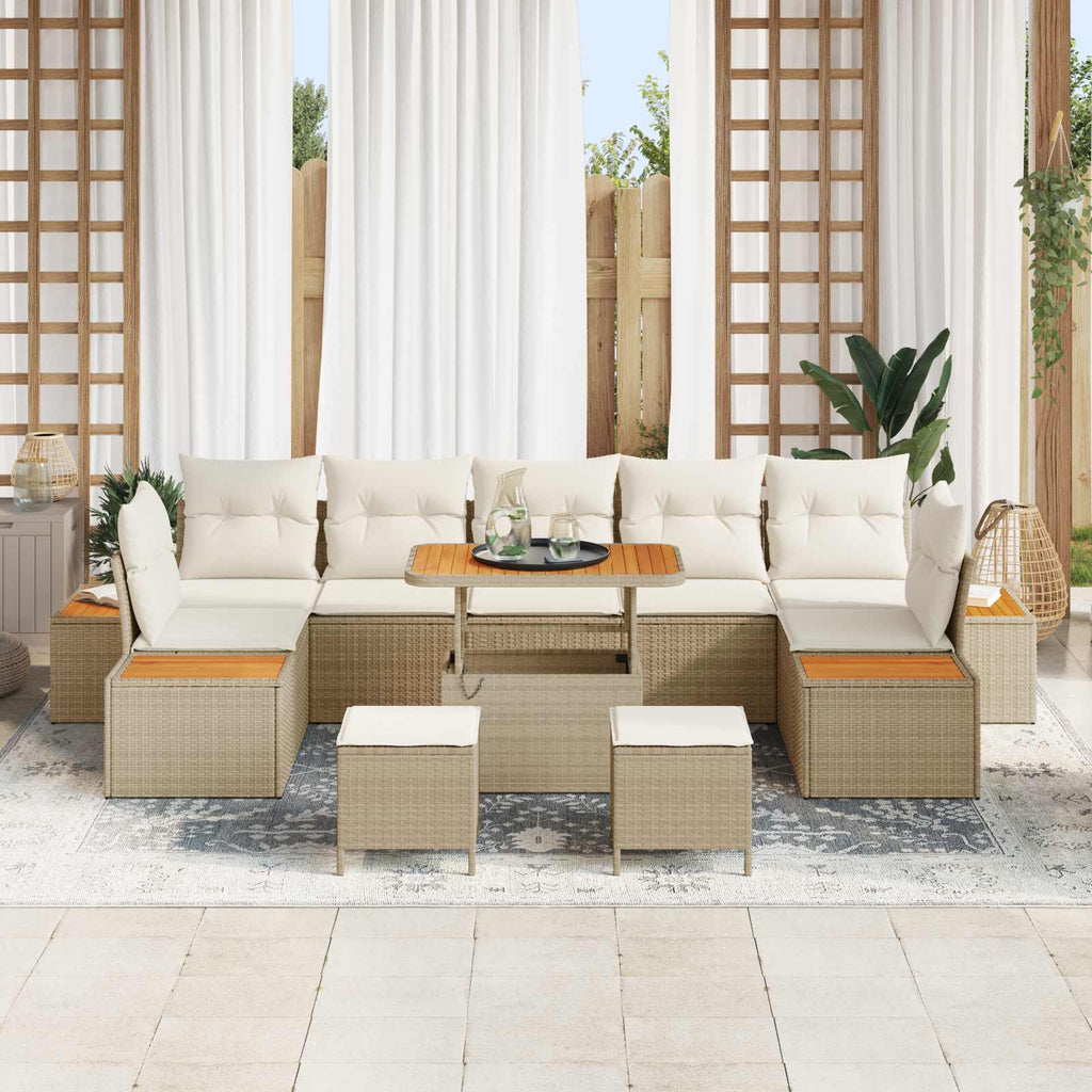 Gartensofa-set mit Kissen 10 pcs Beige und Creme