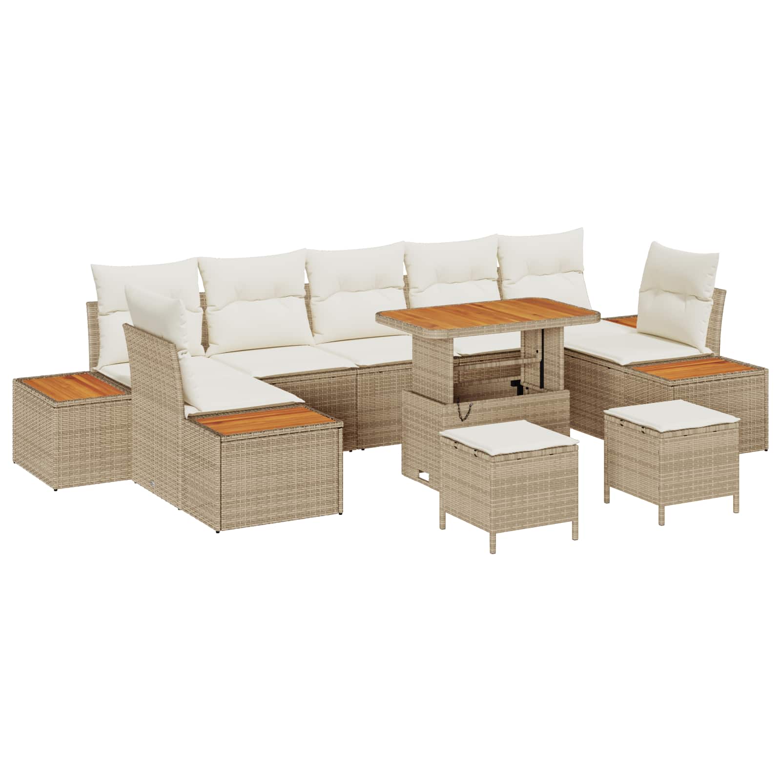 Gartensofa-set mit Kissen 10 pcs Beige und Creme