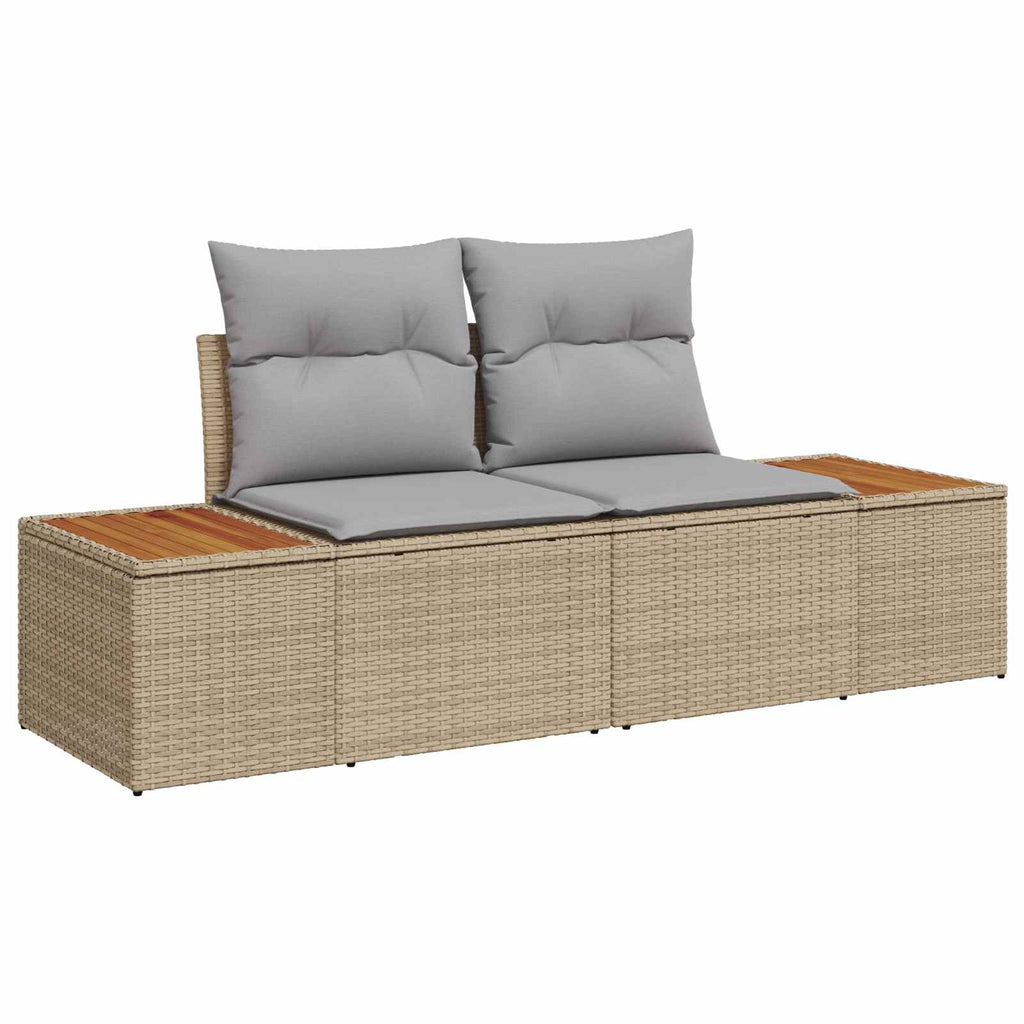 Gartensofa-set mit Kissen 10 pcs Beige und Hellgrau