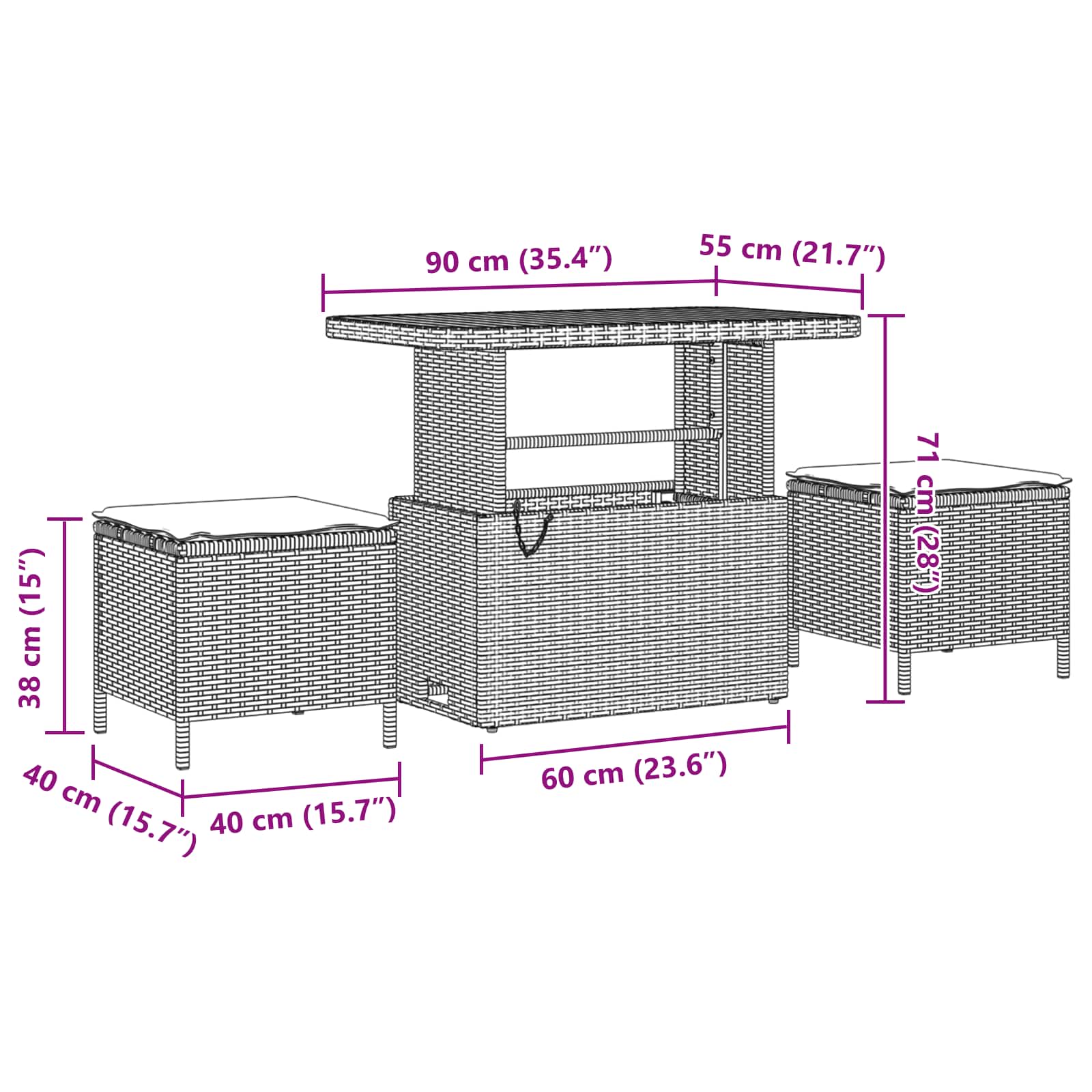 Gartensofa-set mit Kissen 10 pcs Beige und Hellgrau