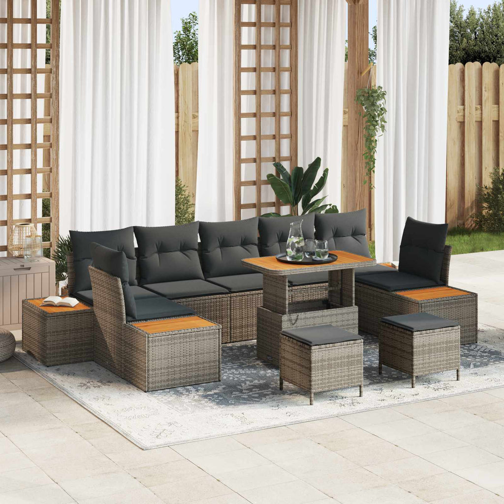 Gartensofa-set mit Kissen 10 pcs Grau
