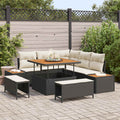 Gartensofa-set mit Kissen 8 pcs Schwarz und Creme