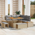 Gartensofa-set mit Kissen 8 pcs Beige und Hellgrau