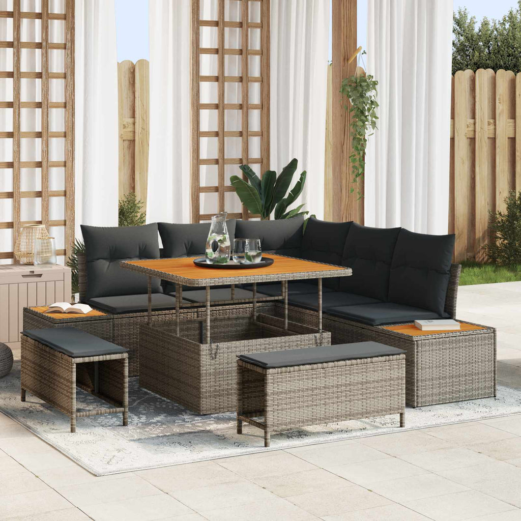 Gartensofa-set mit Kissen 8 pcs Grau