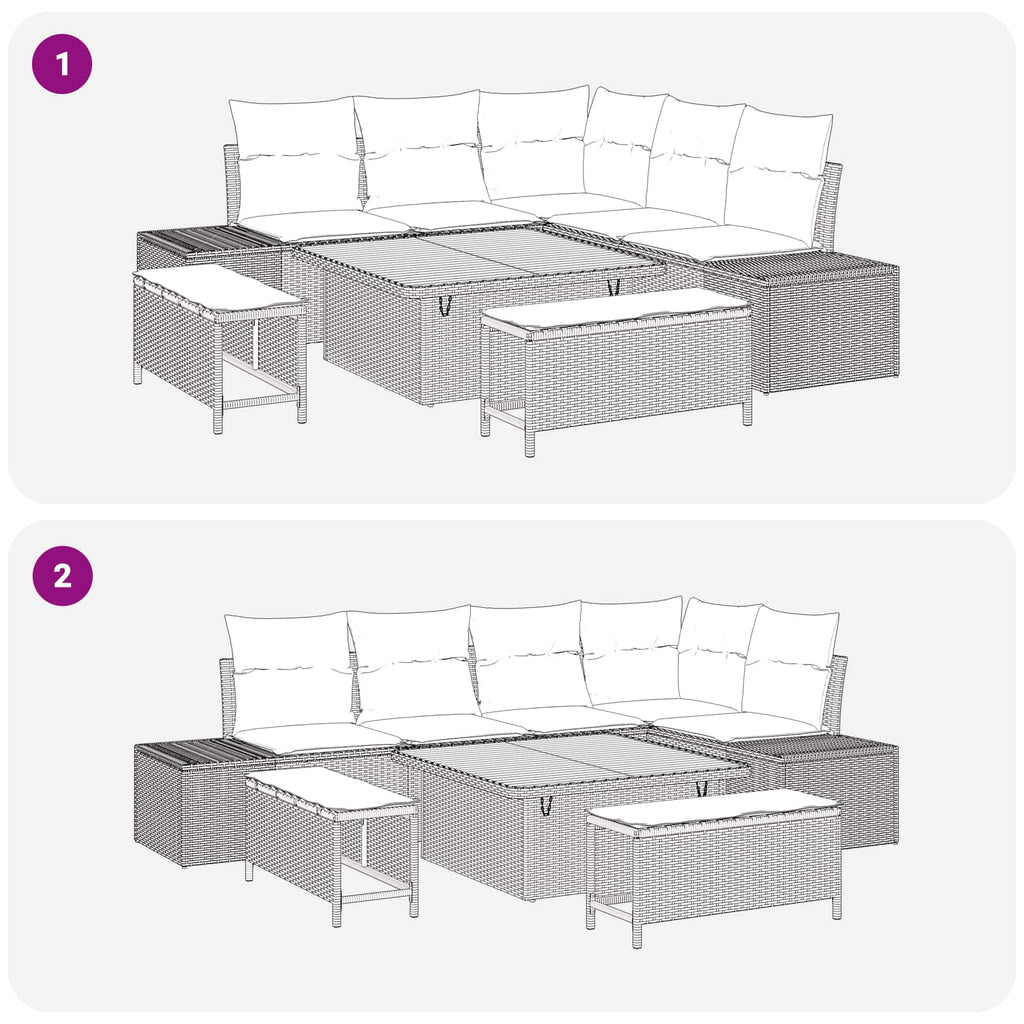 Gartensofa-set mit Kissen 8 pcs Grau