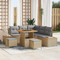 Gartensofa-set mit Kissen 8 pcs Beige und Hellgrau