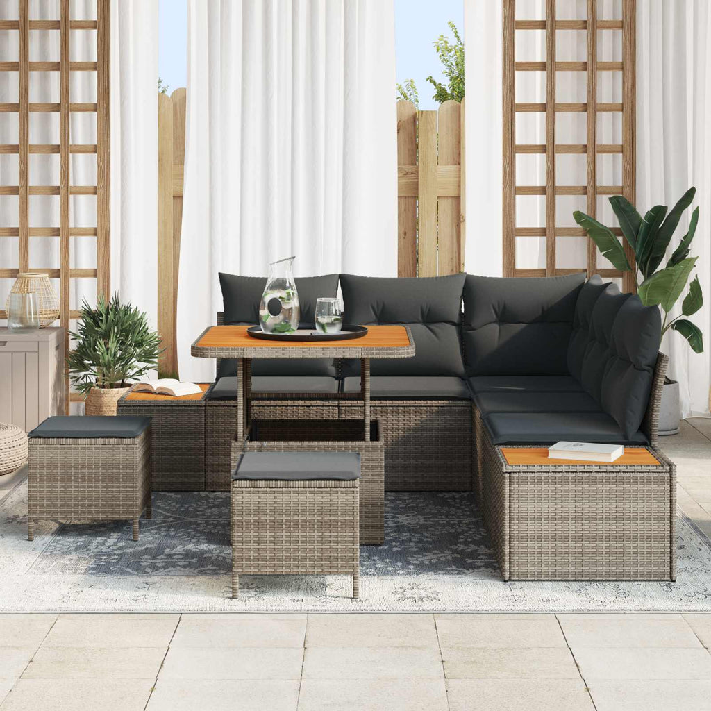 Gartensofa-set mit Kissen 8 pcs Grau