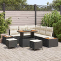 Gartensofa-set mit Kissen 8 pcs Schwarz und Creme