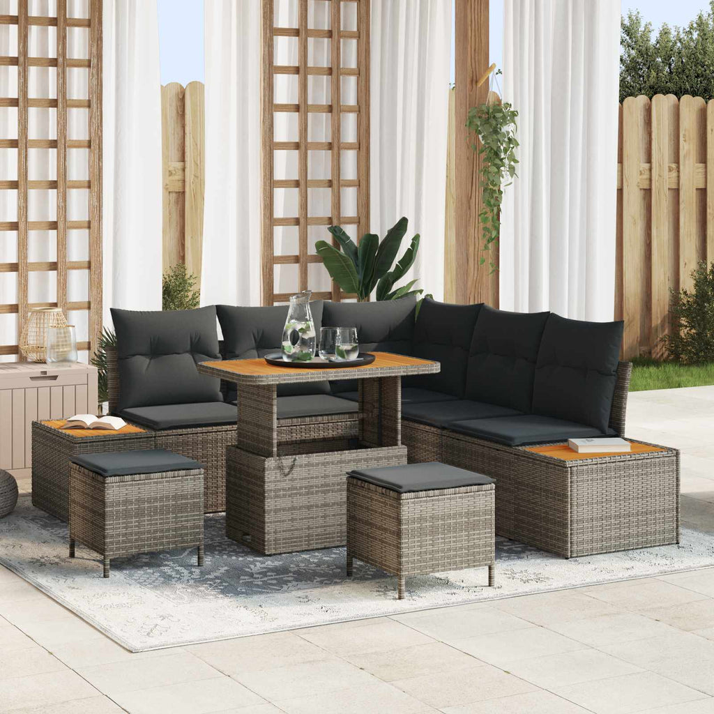 Gartensofa-set mit Kissen 8 pcs Grau