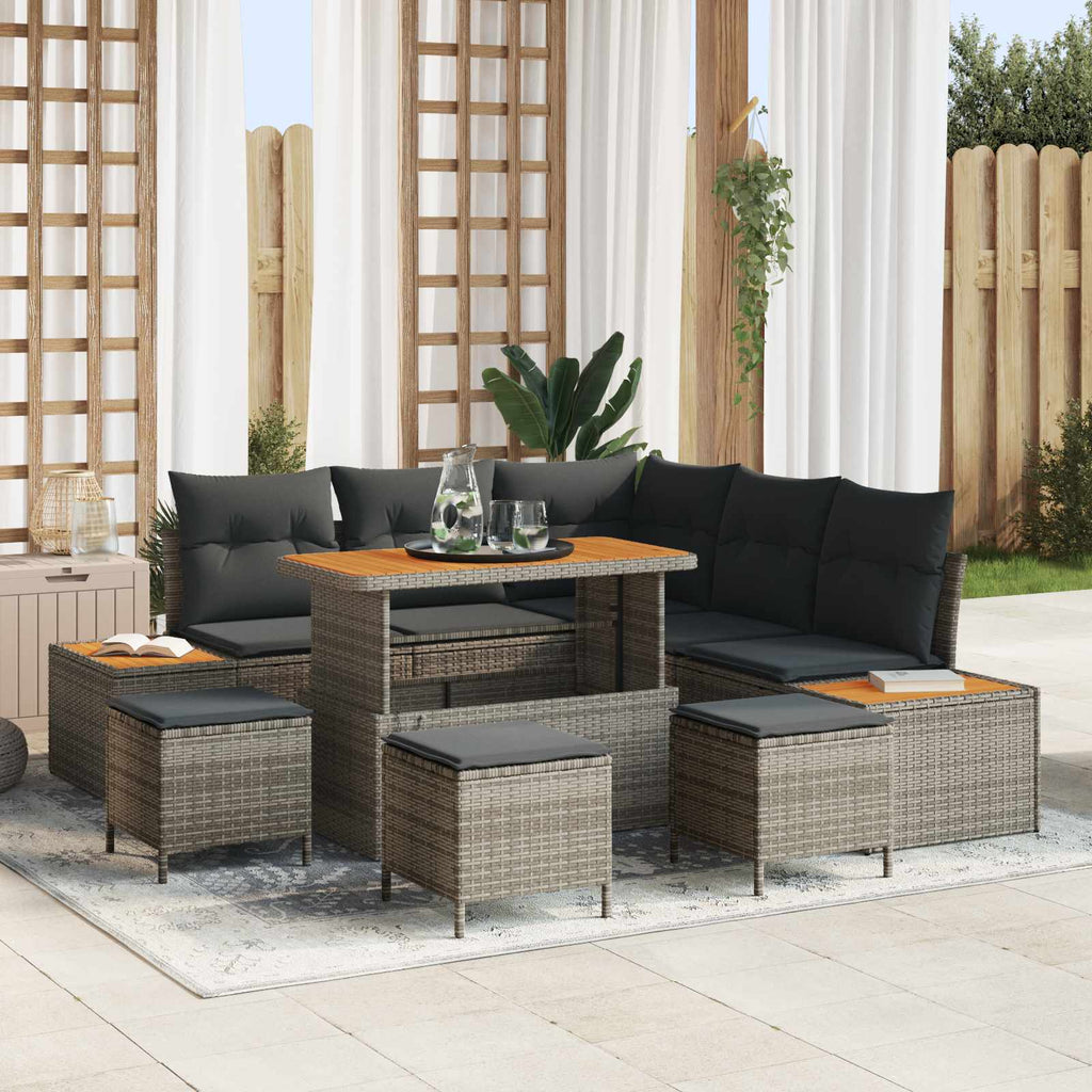 Gartensofa-set mit Kissen 9 pcs Grau