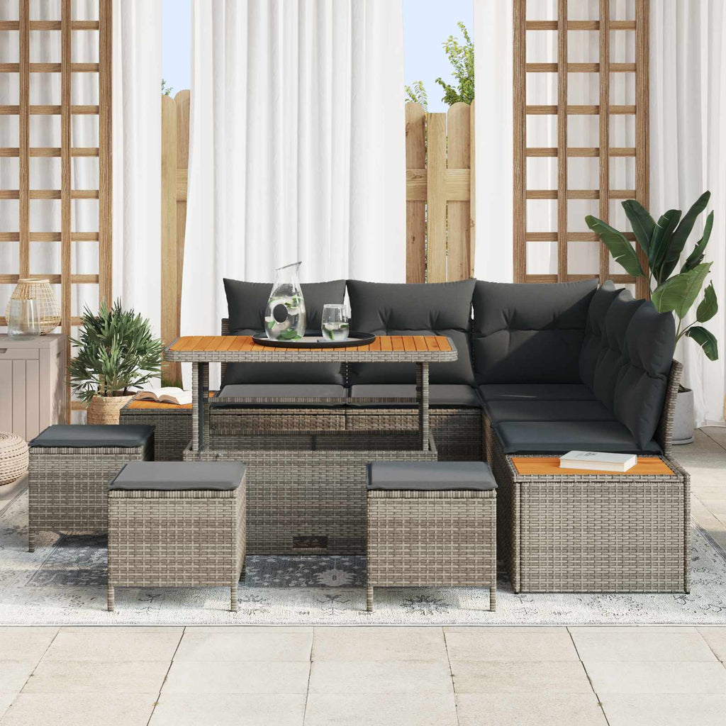 Gartensofa-set mit Kissen 9 pcs Grau