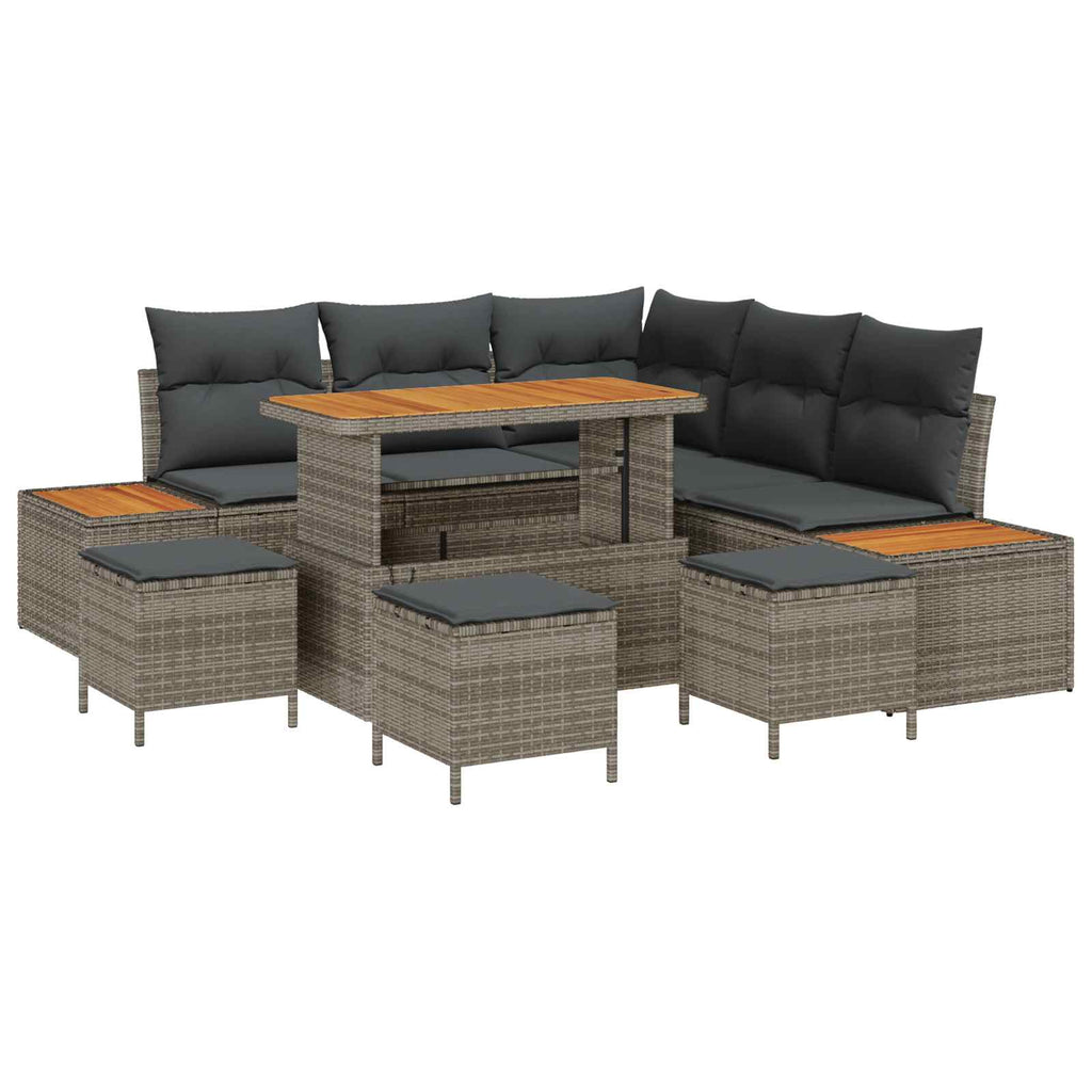 Gartensofa-set mit Kissen 9 pcs Grau