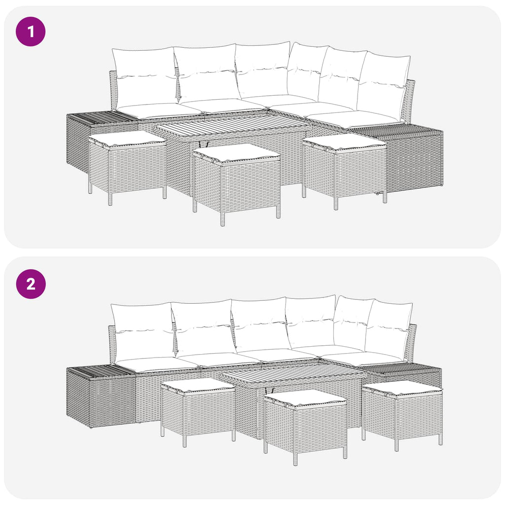 Gartensofa-set mit Kissen 9 pcs Grau