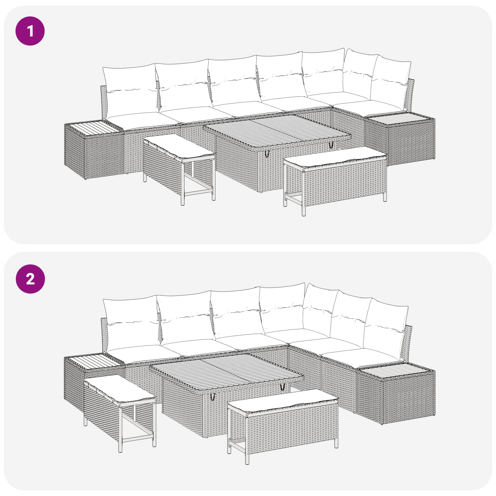 Gartensofa-set mit Kissen 9 pcs Schwarz und Creme