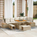 Gartensofa-set mit Kissen 9 pcs Beige und Creme