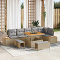 Gartensofa-set mit Kissen 9 pcs Beige und Hellgrau