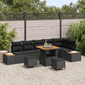 Gartensofa-set mit Kissen 9 pcs Schwarz
