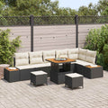 Gartensofa-set mit Kissen 9 pcs Schwarz und Creme