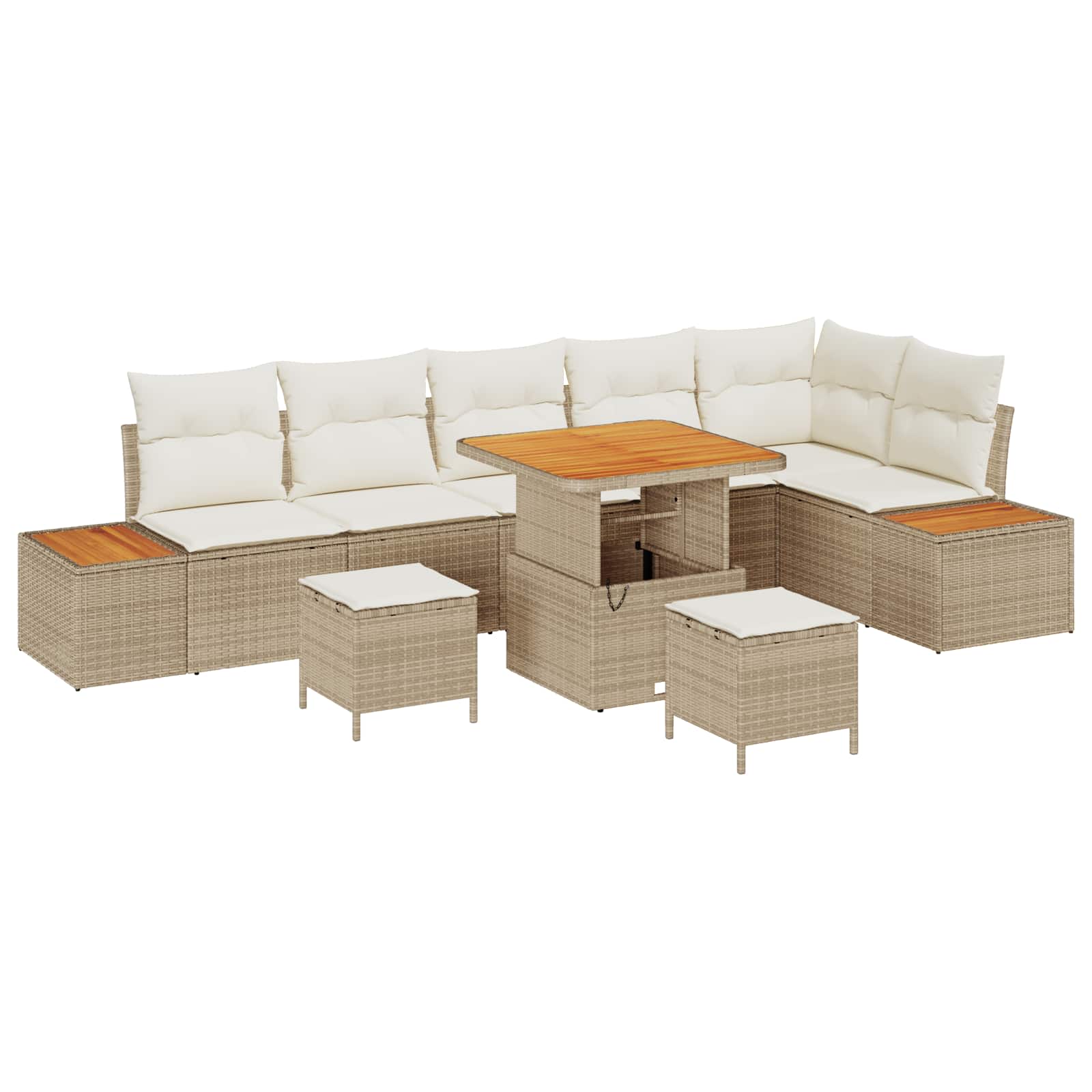 Gartensofa-set mit Kissen 9 pcs Beige und Creme