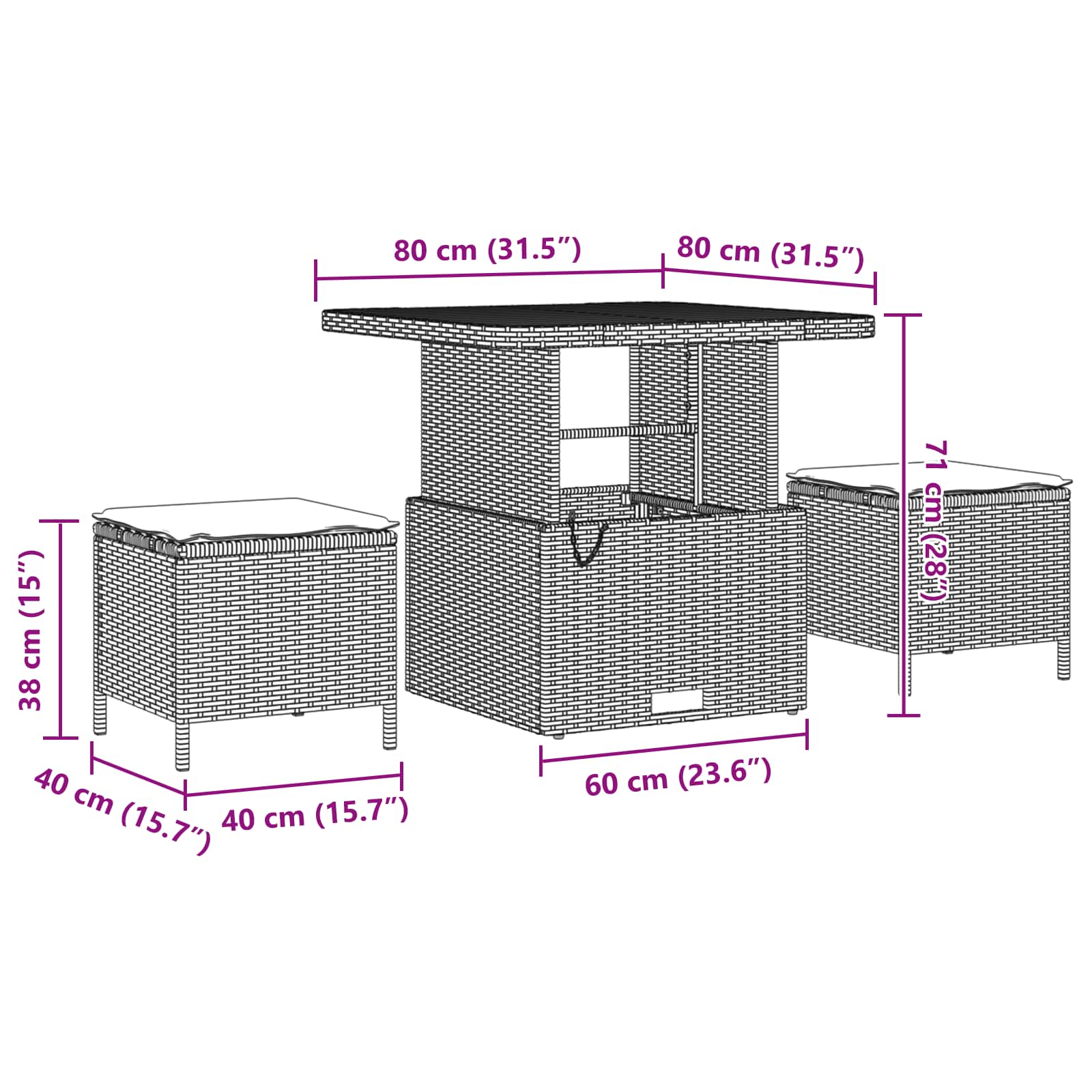 Gartensofa-set mit Kissen 9 pcs Beige und Creme