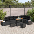 Gartensofa-set mit Kissen 9 pcs Schwarz