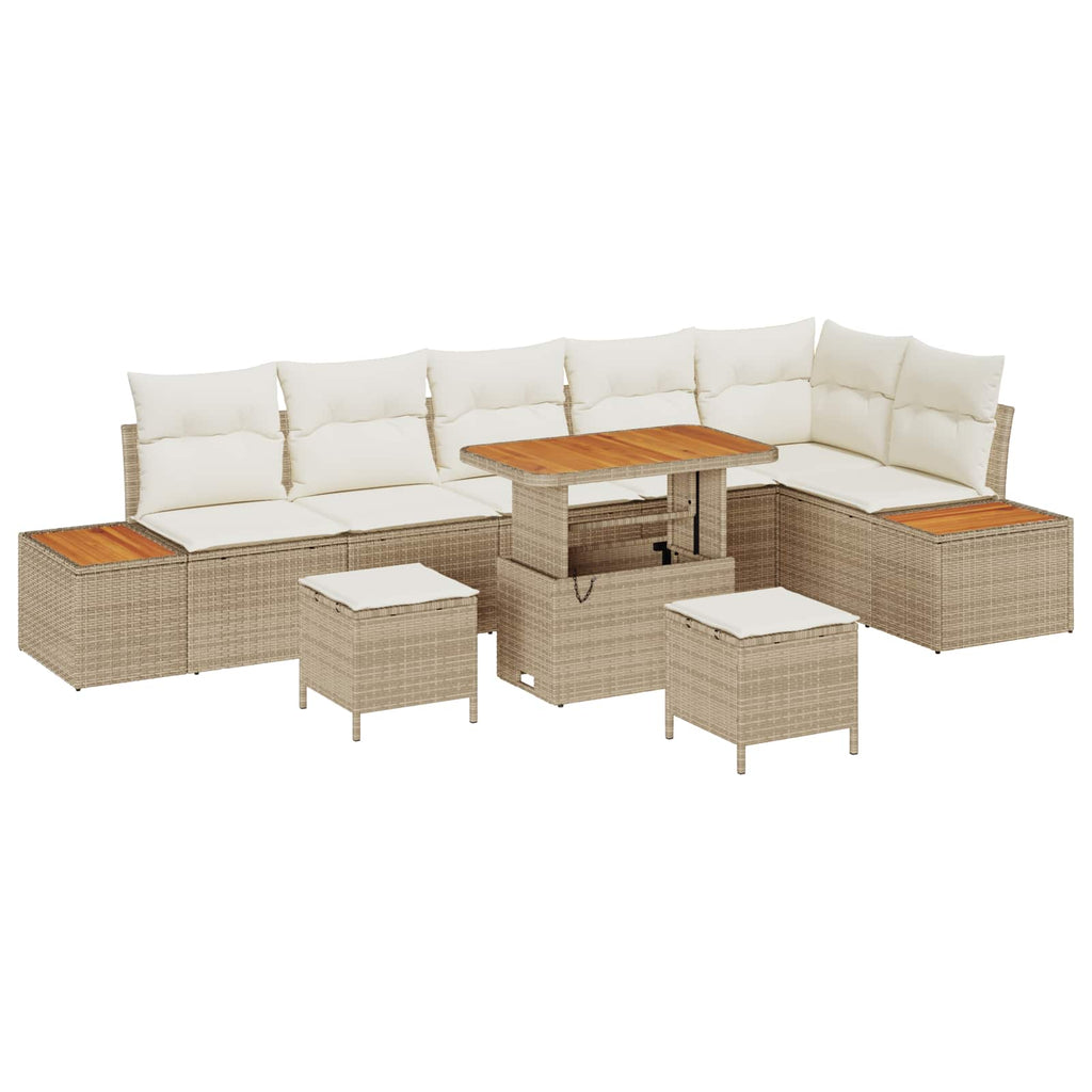 Gartensofa-set mit Kissen 9 pcs Beige und Creme