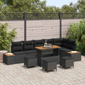 Gartensofa-set mit Kissen 10 pcs Schwarz