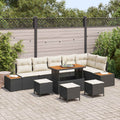Gartensofa-set mit Kissen 10 pcs Schwarz und Creme