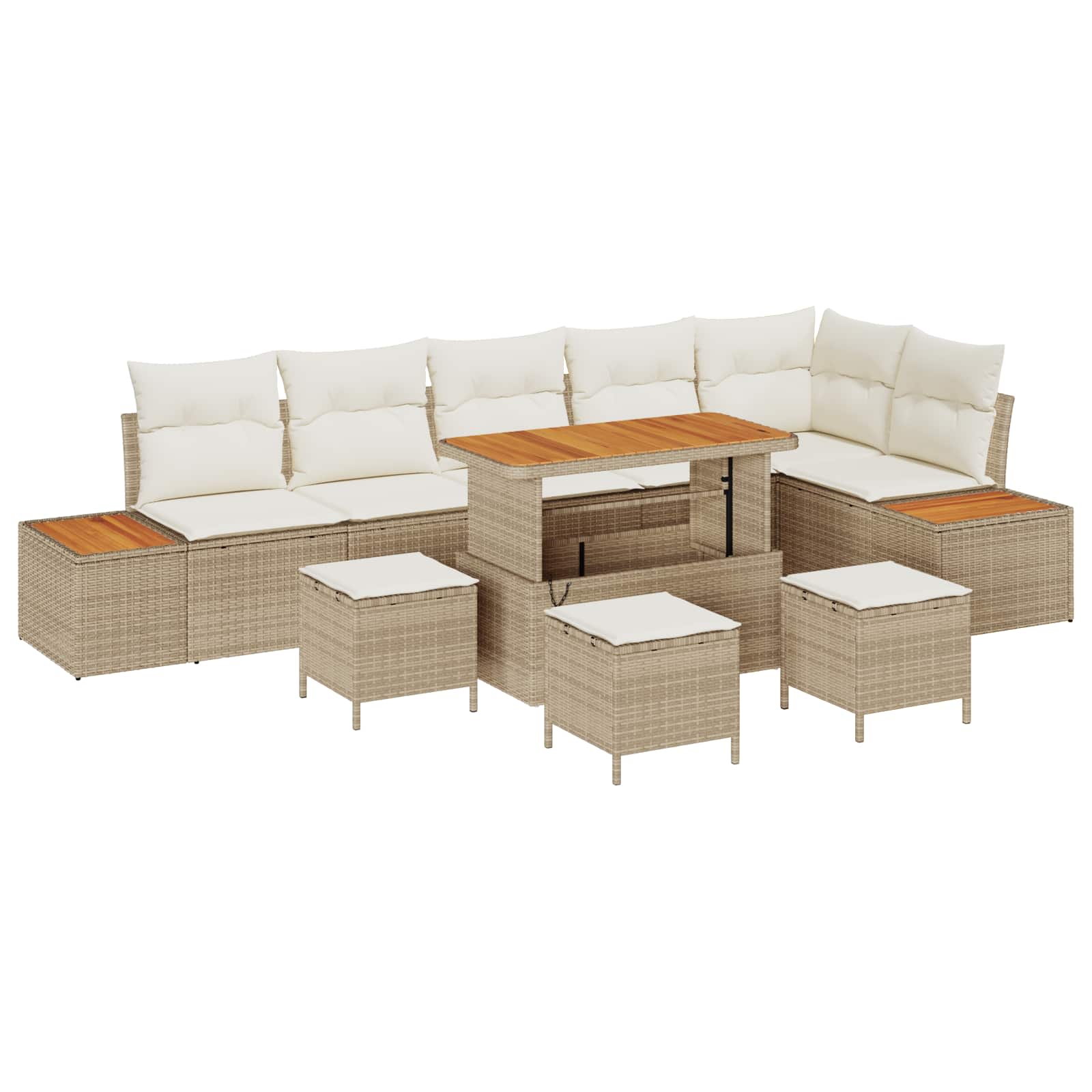Gartensofa-set mit Kissen 10 pcs Beige und Creme