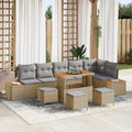 Gartensofa-set mit Kissen 10 pcs Beige und Hellgrau