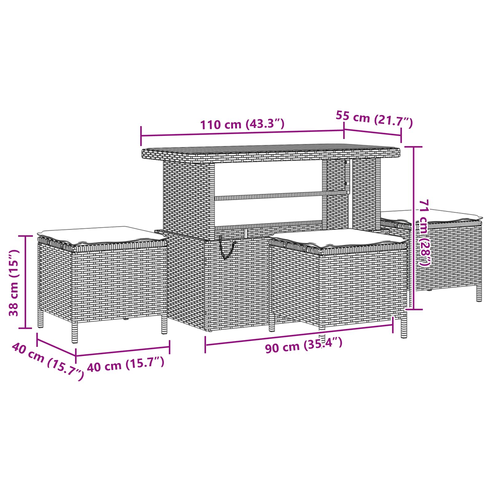 Gartensofa-set mit Kissen 10 pcs Beige und Hellgrau