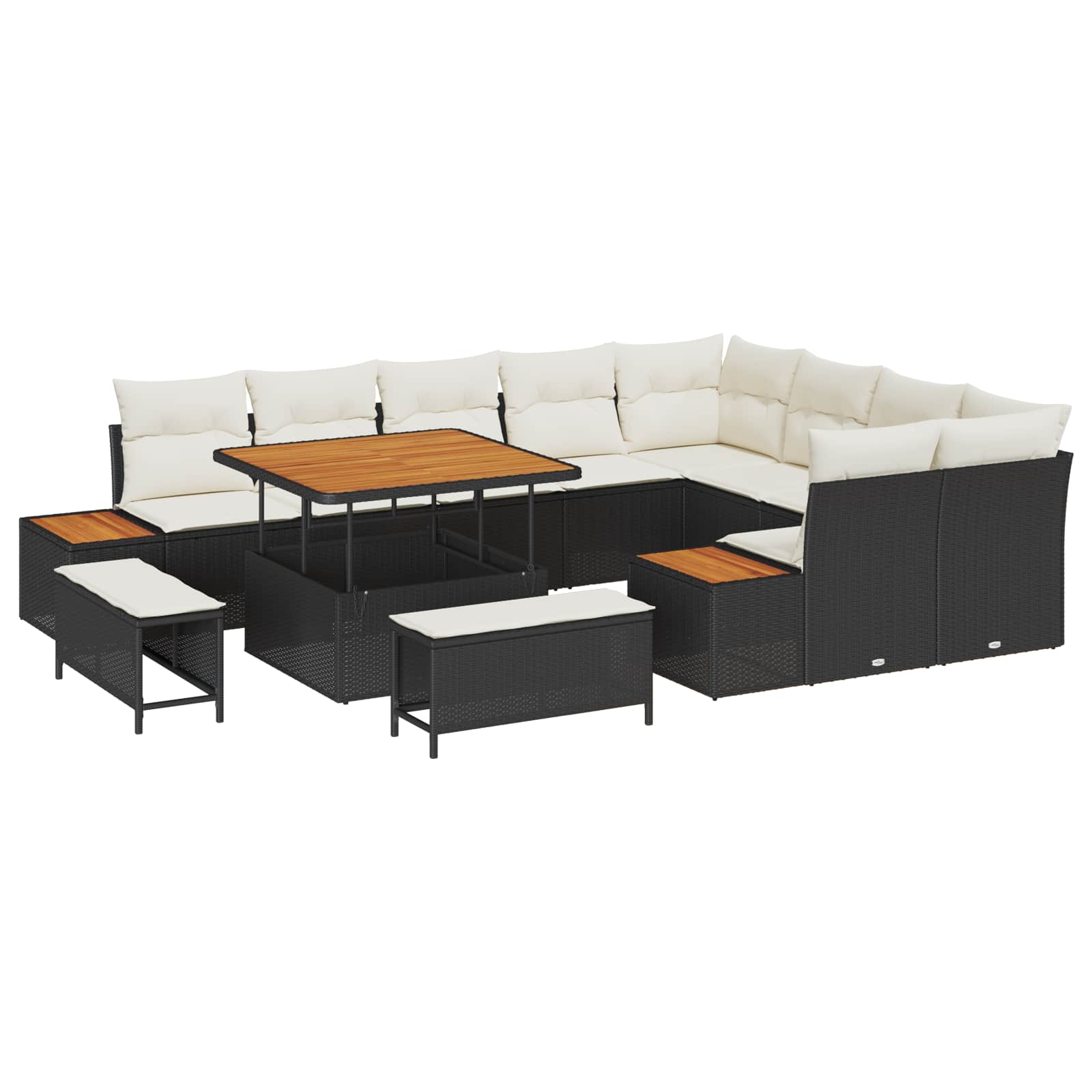 Gartensofa-set mit Kissen 12 pcs Schwarz und Creme