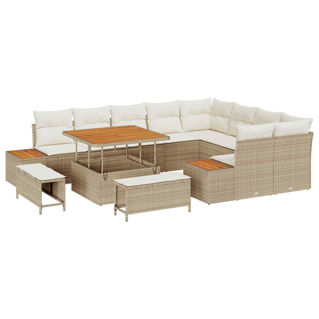 Gartensofa-set mit Kissen 12 pcs Beige und Creme