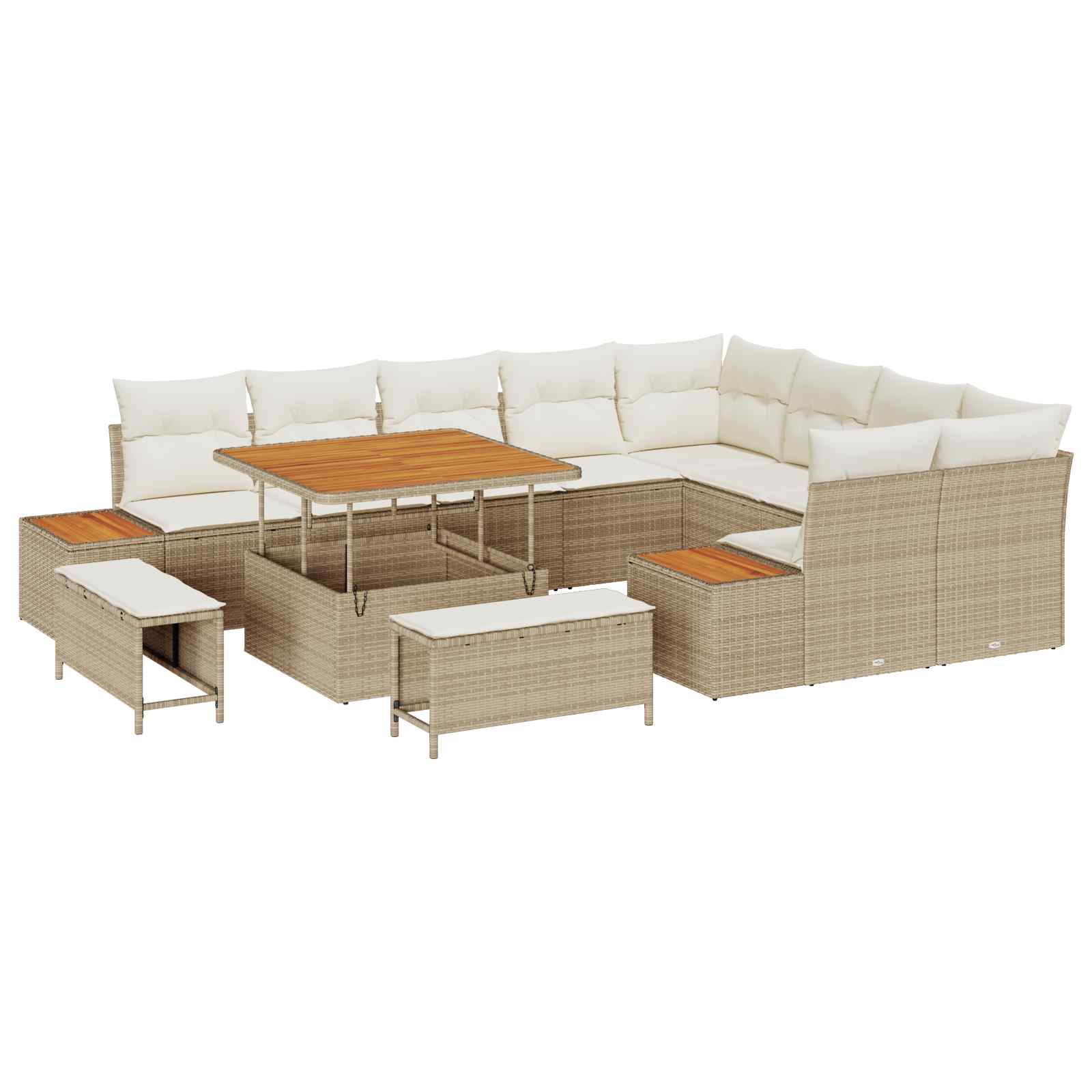 Gartensofa-set mit Kissen 12 pcs Beige und Creme