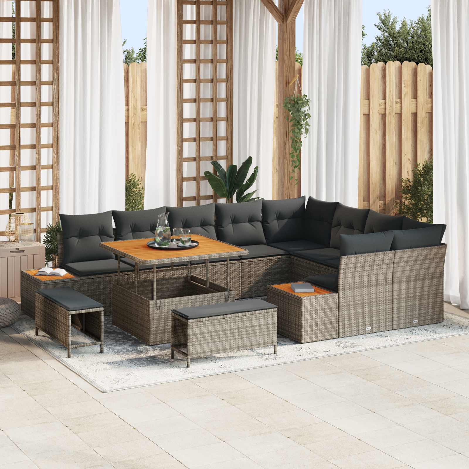 Gartensofa-set mit Kissen 12 pcs Grau