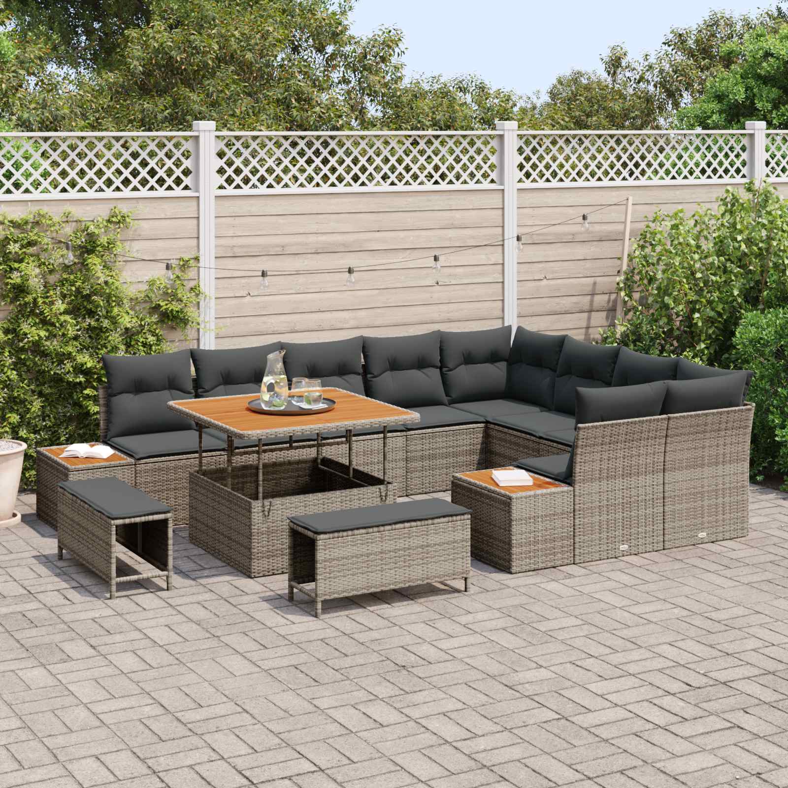 Gartensofa-set mit Kissen 12 pcs Grau