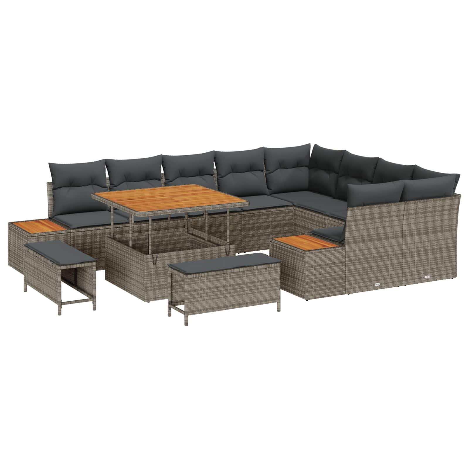 Gartensofa-set mit Kissen 12 pcs Grau